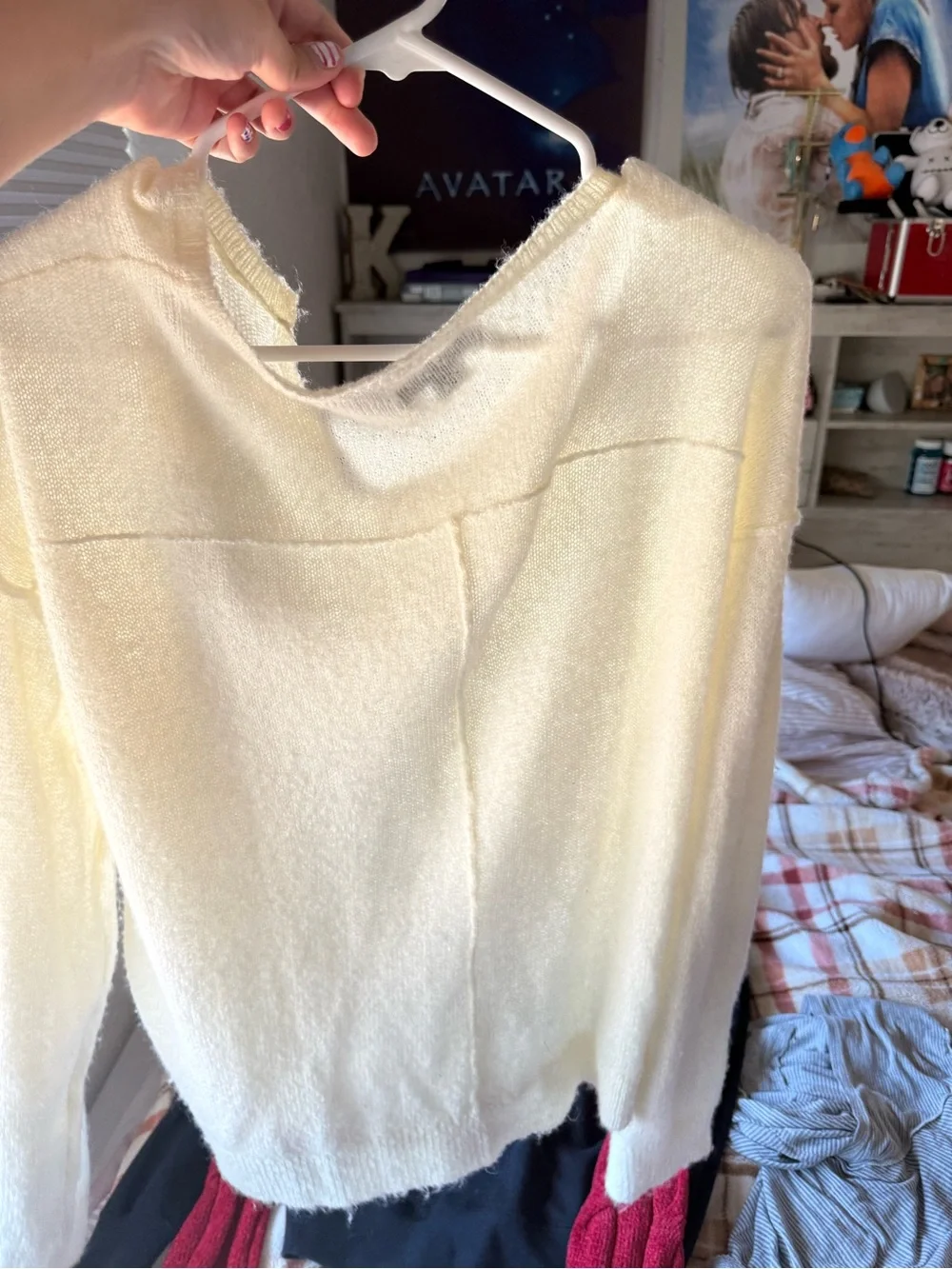 American Eagle Outfitters Cream Keyhole Pullover Sweater